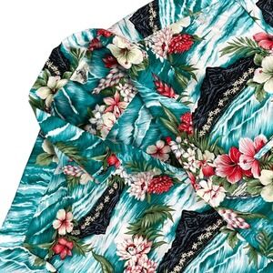 Royal Creations Hawaiian Shirt Men's XXL Blue Floral Tropical Aloha Short Sleeve